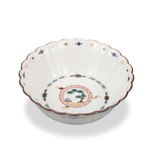 Kutani Ware 15cm Bowl Matsumaru Pine Pattern Made in Japan Ginsen kiln