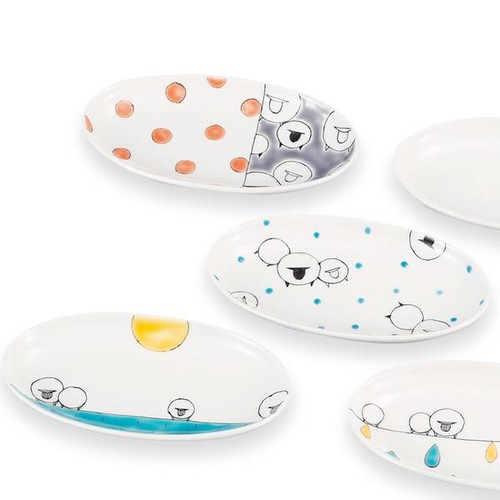 Kutani Ware Plate Set 4.5-go Sheep Assorted Design Made in JapanKinuyo Osada