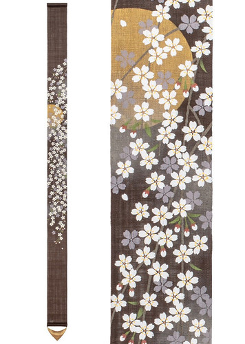 Kyoto Mini Linen Tapestry Night Cherry Blossoms Yozakura Spring Handcraft japan