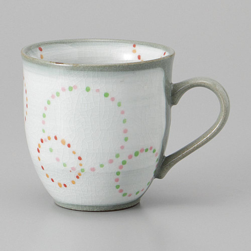 Mino ware Japanese Ceramic Mug Coffee Tea cup Red Linked Ring Pattern Mug 330ml