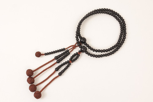 Kyoto Juzu Japanese Buddhist Mala NichirenMatte Black ebony Shaku Japan Men