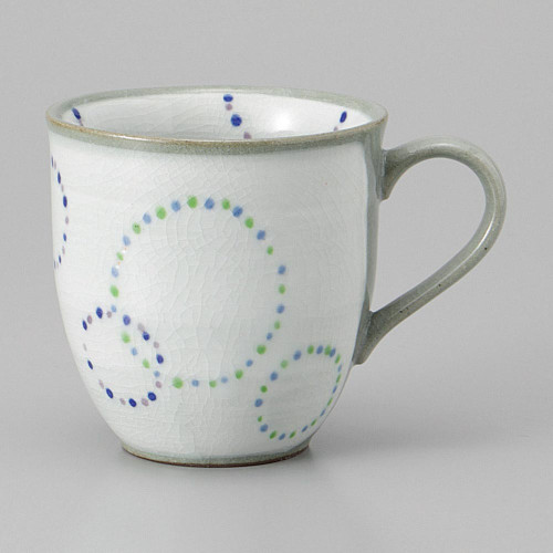 Mino ware Japanese Ceramic Mug Coffee Tea cup Blue Linked Ring Pattern Mug 330ml
