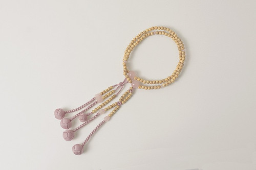 Kyoto Juzu Japanese Buddhist Mala Nichiren Seigetsu Linden Rose quartz Japan