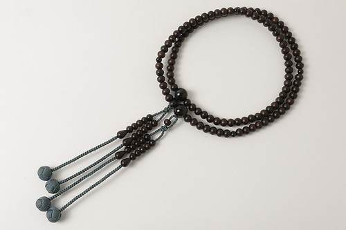 Kyoto Juzu Japanese Buddhist Mala Shingon Matte Stripe ebony Hawks eye Men Japan