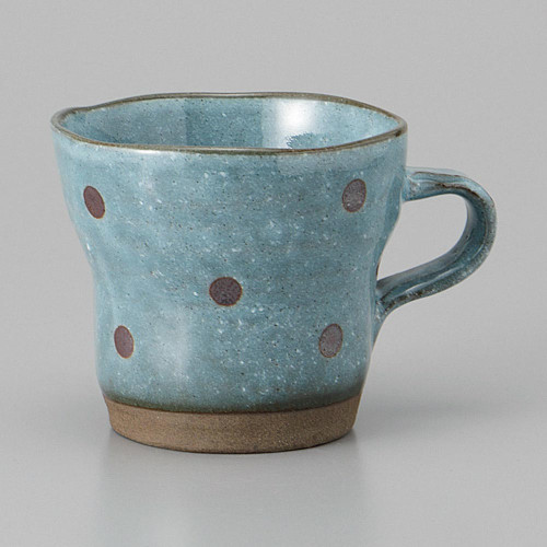 Mino ware Japanese Ceramic Mug Coffee Tea cup Rust Dot Blue glaze Twist Mug