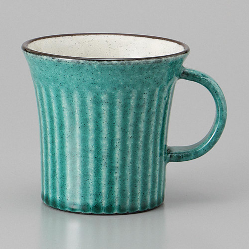 Mino ware Japanese Ceramic Mug Coffee Tea cup Turkey blue carved texture Japan