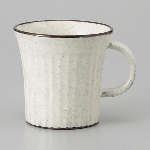 Mino ware Japanese Ceramic Mug Coffee Tea cup White glaze carved texture Japan