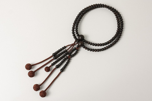 Kyoto Juzu Japanese Buddhist Mala NichirenMatte Black ebony Shaku Men Japan