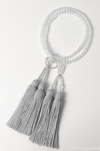 Kyoto Juzu Japanese Buddhist Mala Jodo shinshu Crystal quartz Japan Silver gray