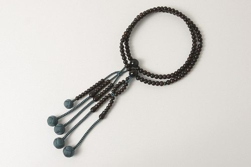 Kyoto Juzu Japanese Buddhist Mala NichirenMatte Striped Ebony Hawks eye Japan