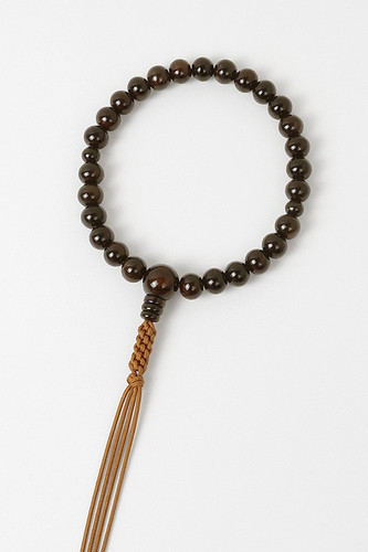 Kyoto Juzu Japanese Buddhist Mala Jodo shinshu Stripe Black Ebony Braided Cord