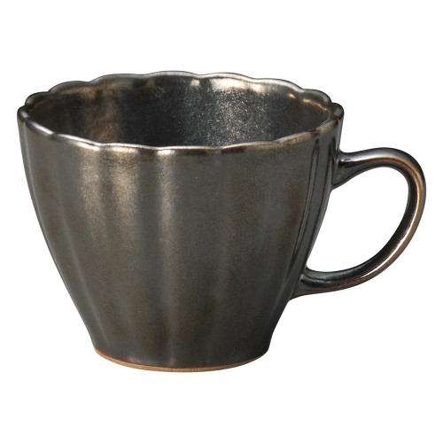 Mino ware Japanese Ceramic Mug Coffee Tea cup Ibushi Flower shape Black Japan