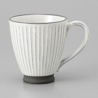 Mino ware Japanese Ceramic Mug Coffee Tea cup White Shinogi Mug with Black Clay