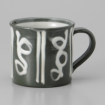 Mino ware Japanese Ceramic Mug Coffee Tea cup Slip wear style Black glaze Japan