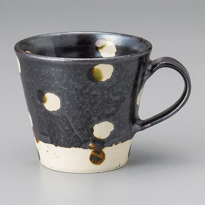 Mino ware Japanese Ceramic Mug Coffee Tea cup Oribe style Black dot Japan