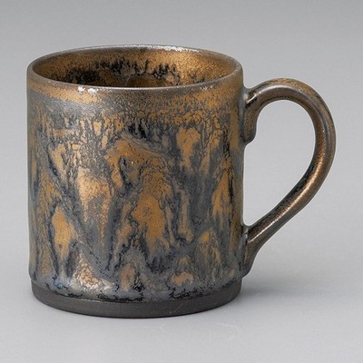 Mino ware Japanese Ceramic Mug Coffee Tea cup Golden Black glaze 290ml Japan