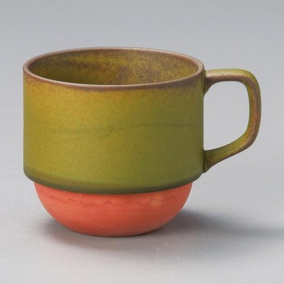 Mino ware Japanese Ceramic Mug Coffee Tea cup Young Grass Red Stack Japan