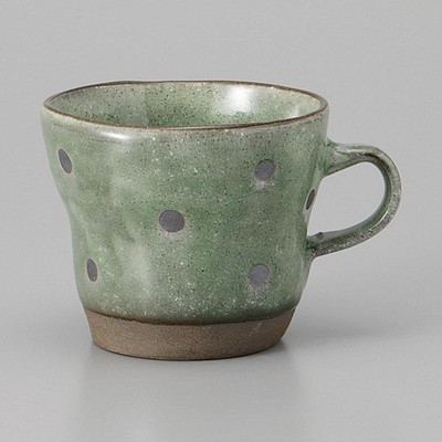 Mino ware Japanese Ceramic Mug Coffee Tea cup Rustic Green Spiral Mug 300ml