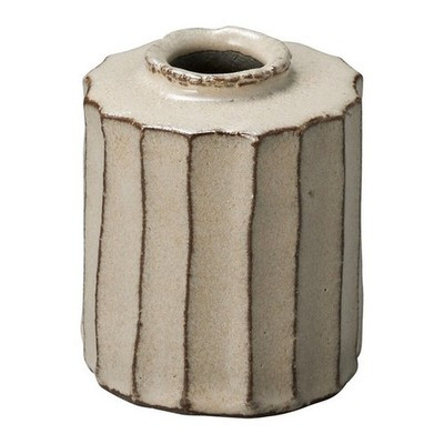 Shigaraki Ware Greige Shinogi Square Bottle Mini Flower Vase Made in Japan