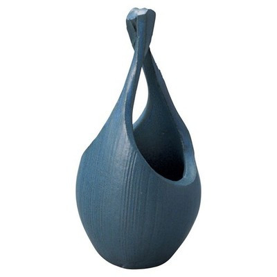 Shigaraki ware Japanese tall flower vase KAIRO Iron blue Made in Japan