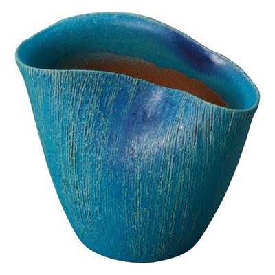 Shigaraki Ware Tawami Japanese flower Pot Vase Japan Sunlit Mist Blue Seiran