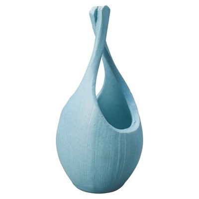 Shigaraki ware Japanese tall flower vase KAIRO Blue Sky Made in Japan