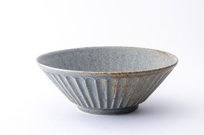 Mino Ware Sogi-Style Ramen Noodle Bowl Blue Pottery Cut away Made in Japan