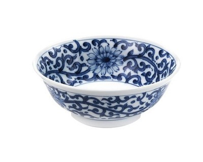 Mino ware Japanese Ramen Bowl Japan Noodle bowl Indigo Karakusa Pattern