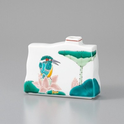 Kutani ware Japanese Flower single vase Kawasemi Kingfisher Japan