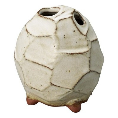 Shigaraki Ware White Glazed Footed Mini Vase Small Rock Motif Made in Japan