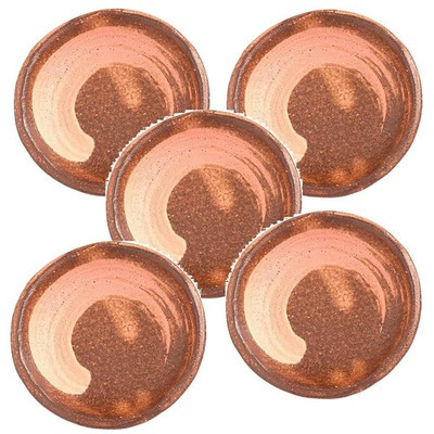 Shigaraki ware Japanese pottery small plate set 5 Brush marks Hakeme Peach brown