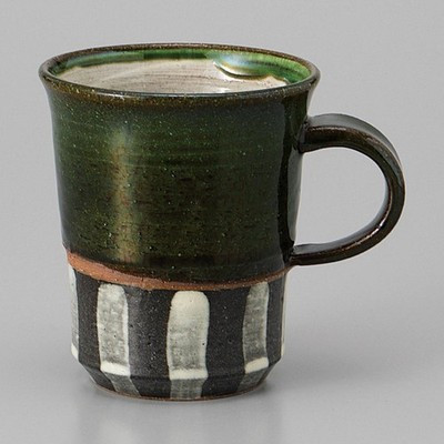 Mino ware Japanese Ceramic Mug Coffee Tea cup Oribe style Line Mug 350 Japan