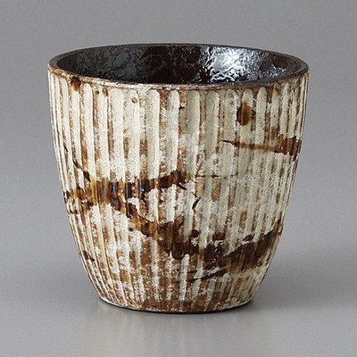 Made in Japan Mino Ware Kairagi Amber Glaze Rock Cup 250ml