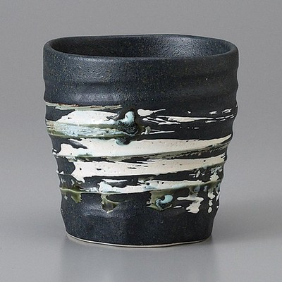 Made in Japan Mino Ware Black Glaze Hakeme Multi Cup 320ml