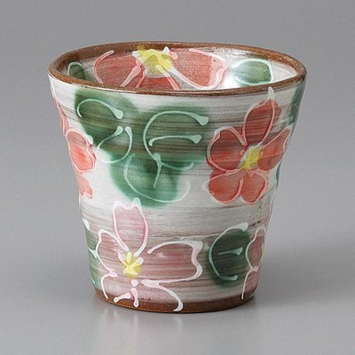 Made in Japan Mino Ware Red Cherry Blossom Free Cup 350ml