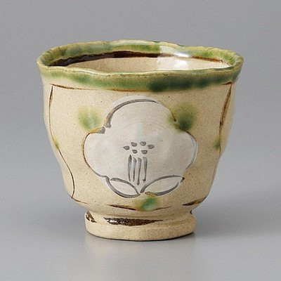Made in Japan Mino Ware White Lattice Flower Yunomi Tea Cup Japan