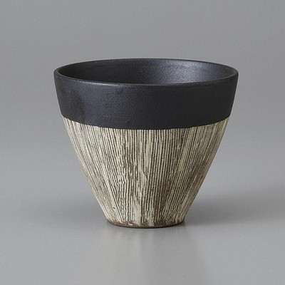 Mino Ware Gray Sencha Japanese Green Tea Cup Koeda Black Twig Pattern Flared
