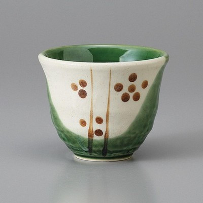 Mino Ware Gray Sencha Japanese Green Tea Cup Oribe Plum Blossom 180ml Japan