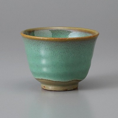 Mino Ware Sencha Yunomi Japanese Green Tea Cup Jade Green Flared 150ml Japan
