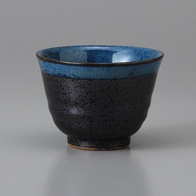 Mino Ware Sencha Yunomi Japanese Green Tea Cup Black Crystal Flared 140ml Japan