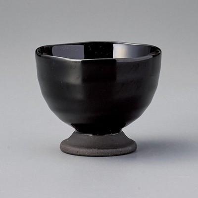 Mino Ware Gray Sencha Japanese Green Tea Cup Black Glaze Footed cup Japan