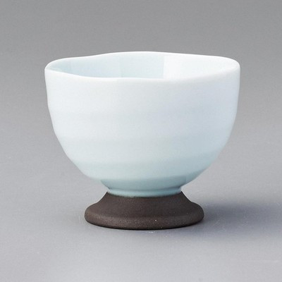 Mino Ware Gray Sencha Japanese Green Tea Cup Celadon Footed Cup Japan