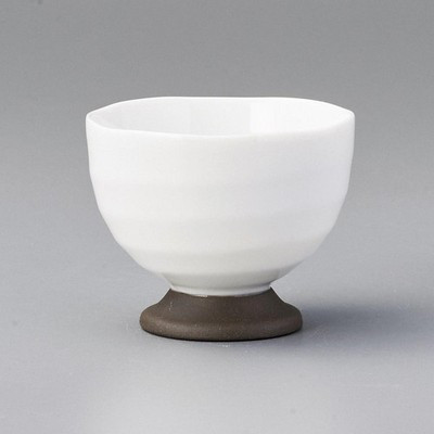 Mino Ware Gray Sencha Japanese Green Tea Cup White Porcelain Footed Cup Japan