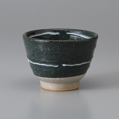 Mino Ware Gray Sencha Japanese Green Tea Cup Black Slip Ware Icchin Cup 190ml