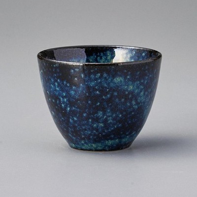 Mino Ware Gray Sencha Japanese Green Tea Cup Navy Kiln-Effect 150ml Japan