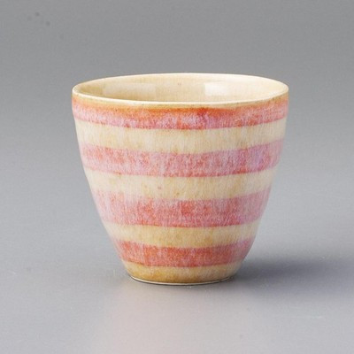 Mino Ware Gray Sencha Japanese Green Tea Cup Dandan Border Pink Japan