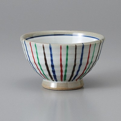Mino Ware Gray Sencha Japanese Green Tea Cup Nishiki Tokusa Stripe Japan