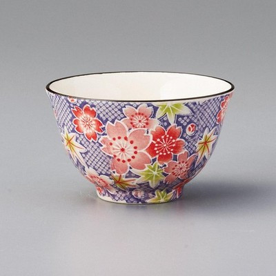 Mino Ware Gray Sencha Japanese Green Tea Cup Kanoko Yuzen Pattern Japan