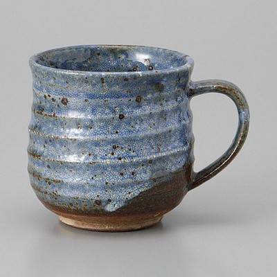 Mino ware Japanese Ceramic Mug Coffee cup Blue Kairagi Muffle Mug 290ml Japan