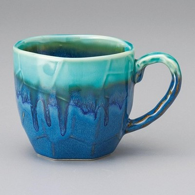 Mino ware Japanese Ceramic Mug Coffee Tea cup Deep Sea Rock Blue 300ml Japan